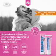 ICF | Stomodine F | Dentifricio per cani e gatti | Sapore di carne | Combatte la placca e l'alitosi | Sana igiene orale dentale | Detergente per denti per animali domestici facile da usare