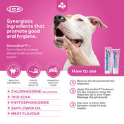 ICF | Stomodine F | Dentifricio per cani e gatti | Sapore di carne | Combatte la placca e l'alitosi | Sana igiene orale dentale | Detergente per denti per animali domestici facile da usare