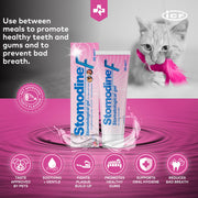 ICF | Stomodine F | Dentifricio per cani e gatti | Sapore di carne | Combatte la placca e l'alitosi | Sana igiene orale dentale | Detergente per denti per animali domestici facile da usare